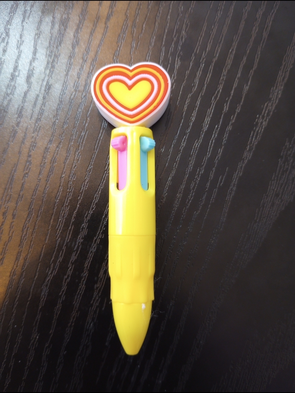 Ballpoint Yellow Multi-Color Heart 4 In One Pen